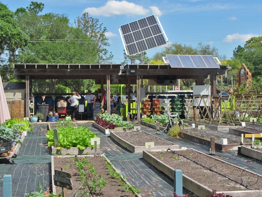  Solar PV panels and gardening beds at the Sustainable Living Project